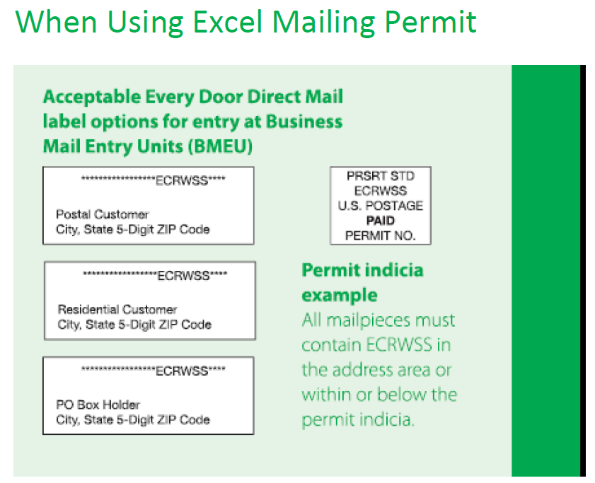Excel Mailing Permit indicia